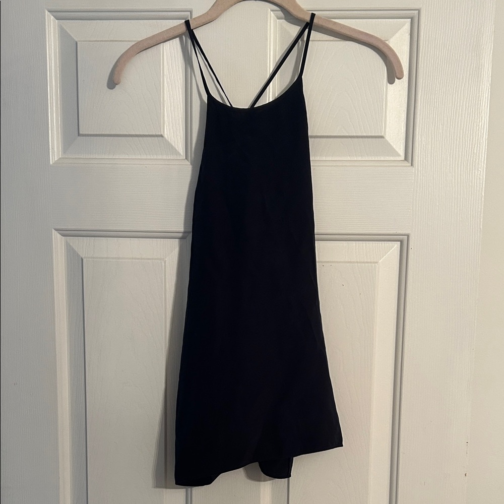 Tibi Black Mini Dress with Spaghetti Straps